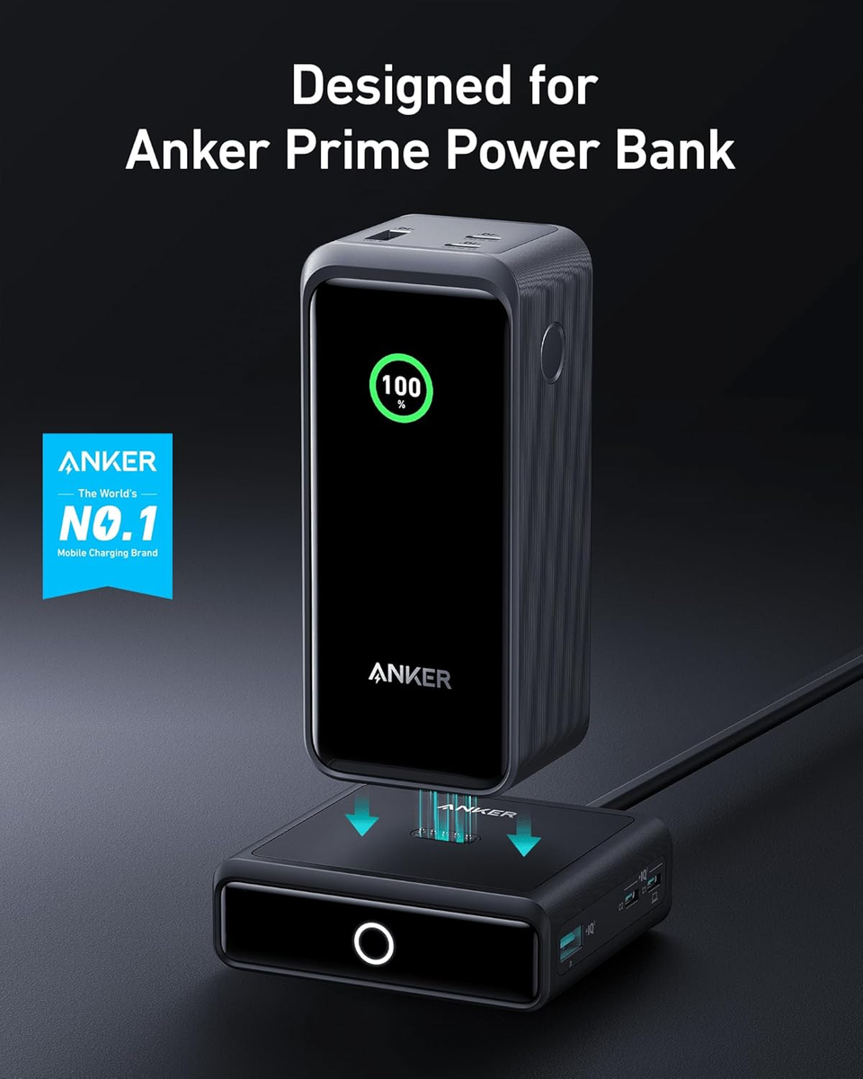 Anker Power Bank（12000mAh） + Charge base Anker Charging Base, 100W Fast Charging with 4 Ports, for Anker
