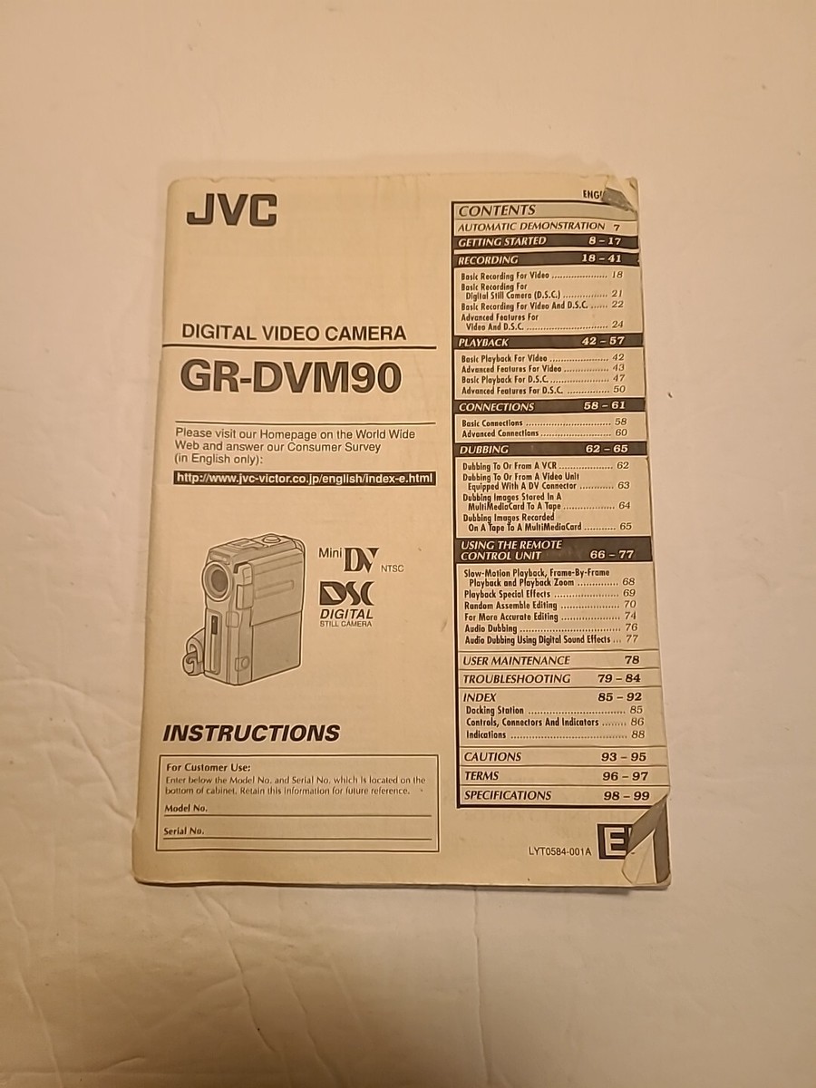 JVC Cybercam GR-DVM90 Mini DV Camcorder for sale online | eBay
