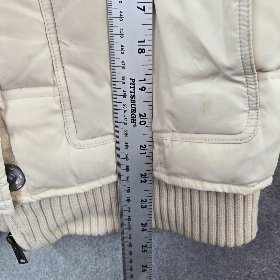 Pink Victorias Secret Women Jacket Small Beige Puffer Down Faux Fur