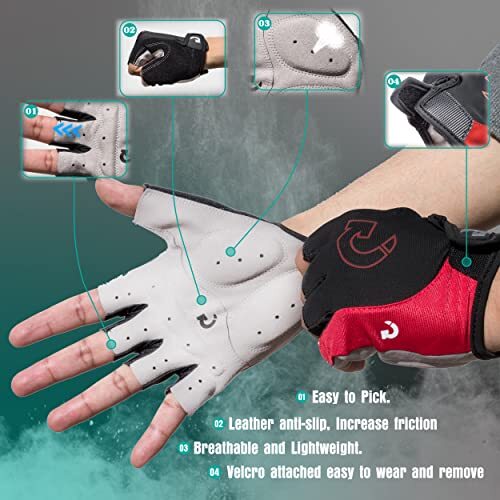 Guantes de Ciclismo Antideslizantes Guantes de Bicicleta de Montaña para Hombres XL (9"-9.5") Rojo - Imagen 3 de 6