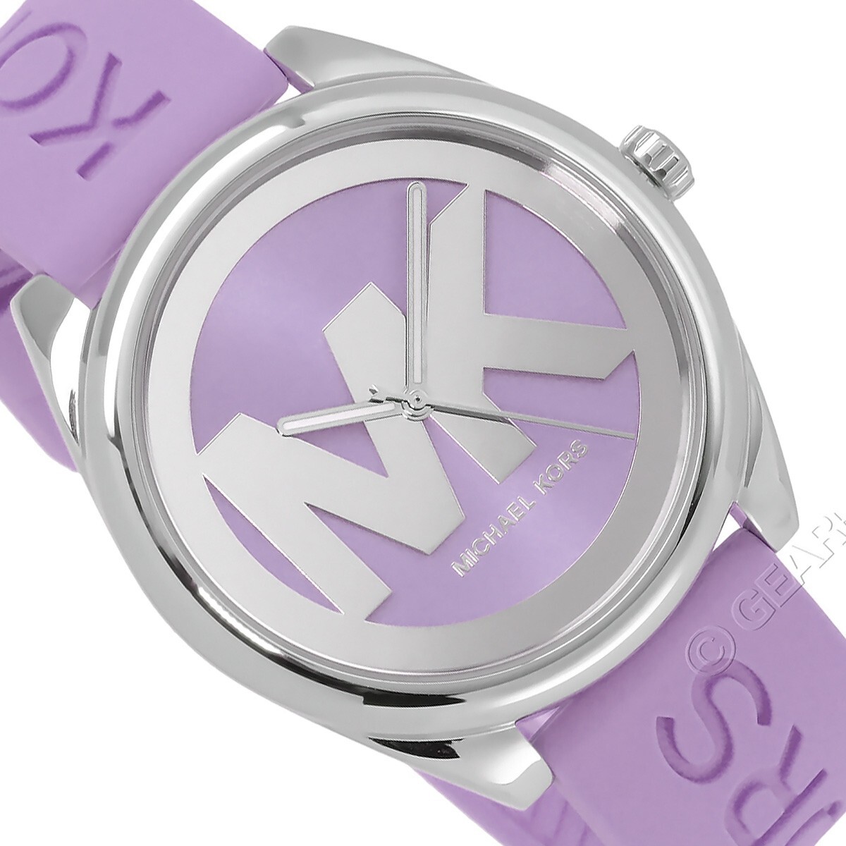 Michael Kors Womens Janelle Watch Silver MK Logo Dial Lilac 