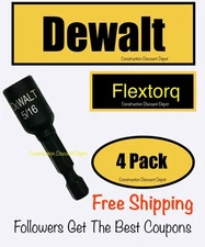 4 DEWALT 5/16" Flextorq Black Impact Rated Magnetic Hex Nut Driver Nutsetter