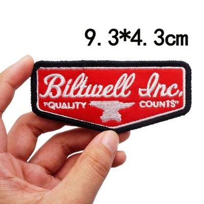 2pcs BILTWELL MOTORCYCLE 3'' SHIELD PATCH RED/GREY/BLACK **CHRISTMAS GIFT**