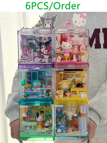AREAX Sanrio Building Blocks Street View House Room Shop Scene MOC 6PCS/Order