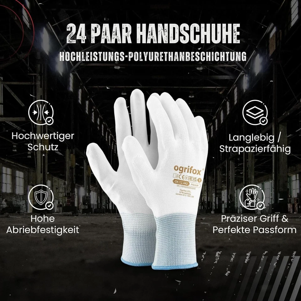 ✅24 Paar Arbeitshandschuhe Montagehandschuhe Schutzhandschuhe Garten Handschuhe✅ - Bild 2 von 4