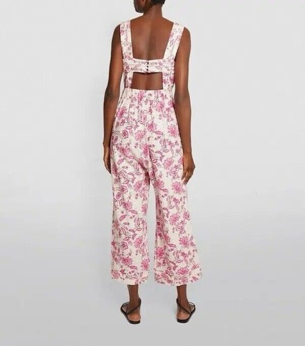 $439 MISA Los Angeles Floral Frankie Jumpsuit Designer Boho Linen Blend M READ - Picture 2 of 22