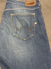 Edwin Jeans Men's Blue Denim 38x32 Tapered Fit Bottoms