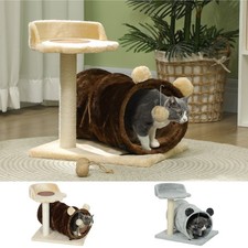 Cat Tree w/ Scratching Post, Bed, Cat Tunnel, Toy Ball, Refurbished