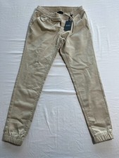Caliville Mens Beige Drawstring Jogger Chino Pants Slim Fit Tapered Leg Sz S NWT