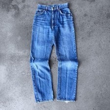 Vintage 80s Lee Riders Denim Jeans Mid Wash Straight Leg Pants Faded Whiskers 26