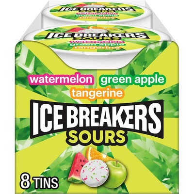 8-Pack ICE BREAKERS Sours Apple, Tangerine & Watermelon Sugar Free Breath Mints
