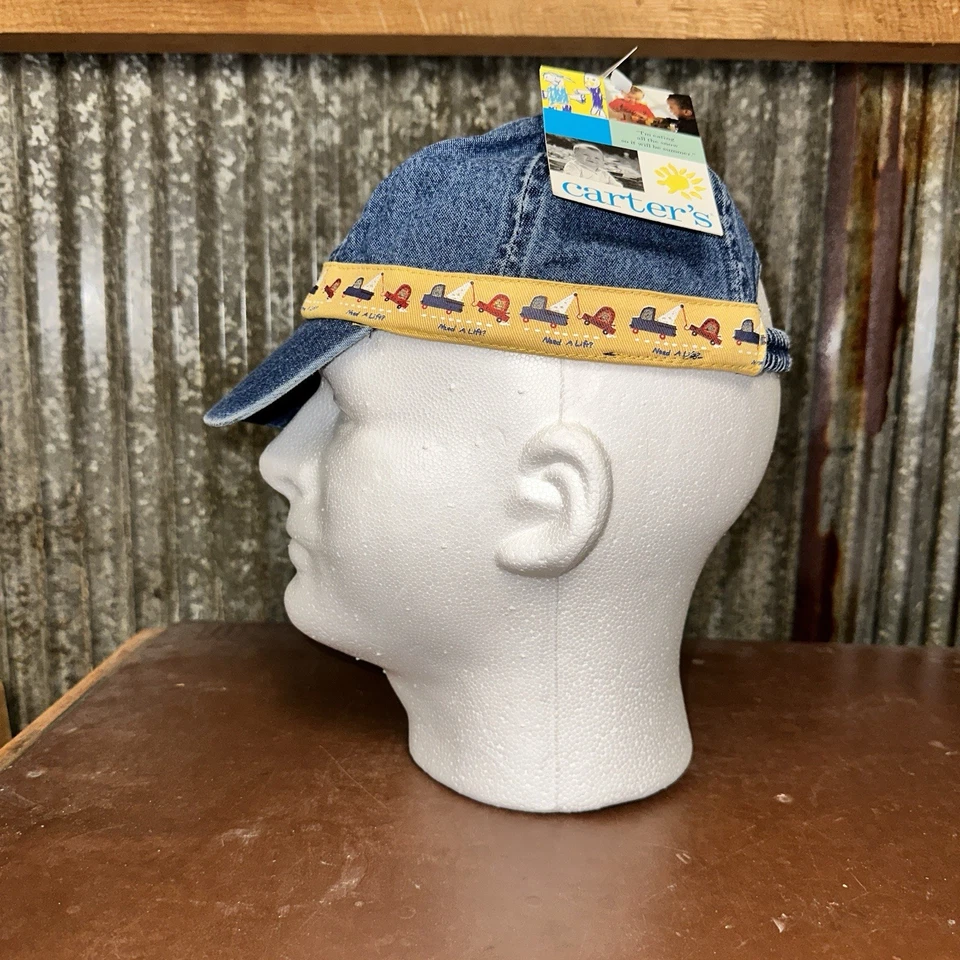 De colección Años 90 Carters Bebé Denim Gorra de Béisbol Gorra 12-24 Meses Coches Espalda Elástica Foto 3 de 4