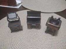 Lot Of 3 Durham Industries Diecast Dollhouse Furniture Rolltop Desk, Vanity