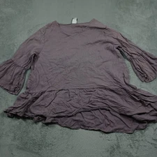 Match Point Top Womens Large Purple Linen Asymetrical Preppy Chic