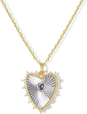 Heart Birthstone Necklace for Women Gold Love Pendant Dainty Birthday Mother'S D