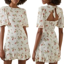 Reformation Sz 10 Pink Floral White Alaina Ruffle Mini Dress