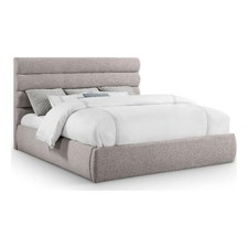 Meridian Furniture Adam Taupe Linen Textured Fabric King Bed