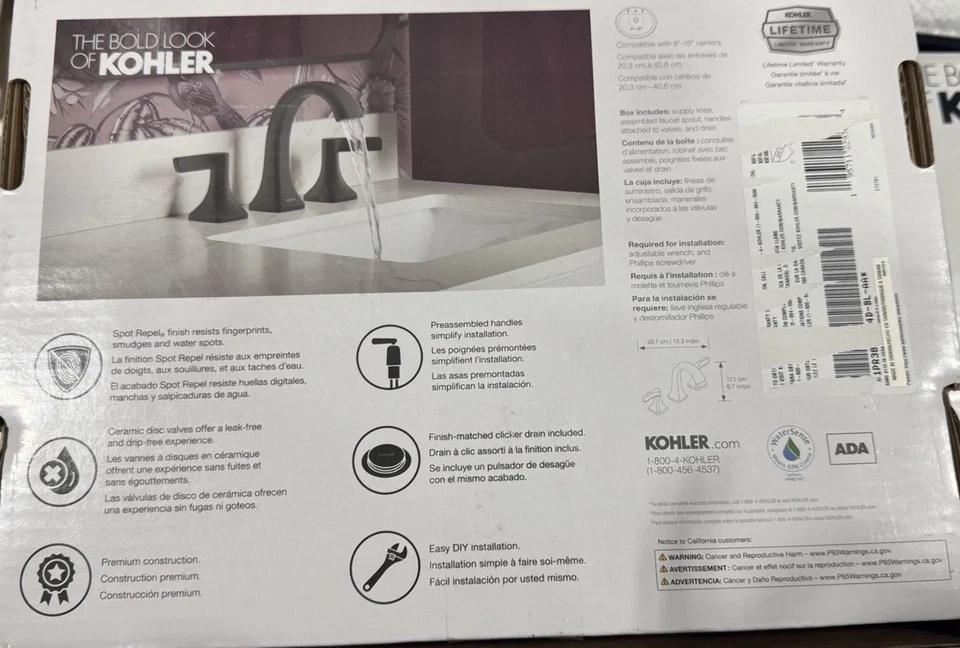 Kohler Riverly Widespread Bathroom Sink Faucet Matte Black Finish - Image 2 of 4