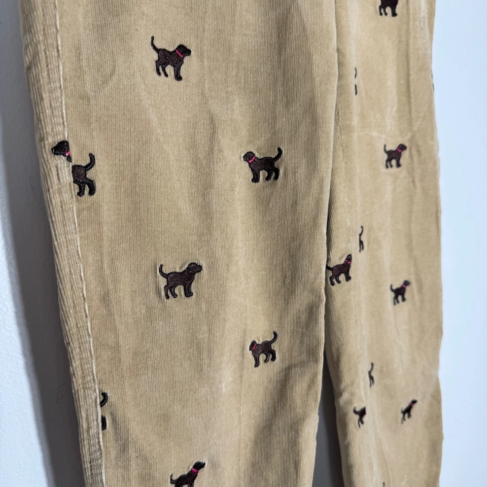 Pantalones de pana Lilly Pulitzer para niñas talla 14 estampado de perro beige informal pierna recta Foto 3 de 4