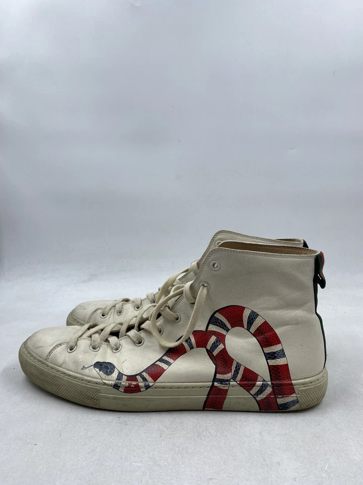 Gucci White Snake Leather Hi Top Sneaker M 11 - Image 3 of 4