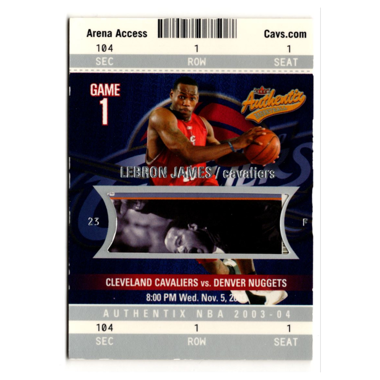 LeBron James Rookie /1250 #104 2003-04 Fleer Authentix Basketball Card NBA