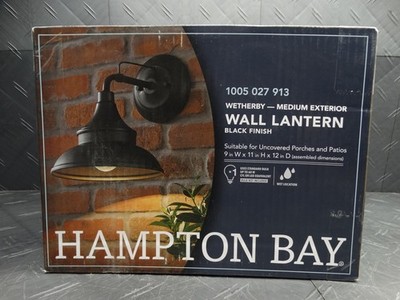 Hampton Bay Wetherby 11 in. Black Barn Outdoor Wall Light Sconce