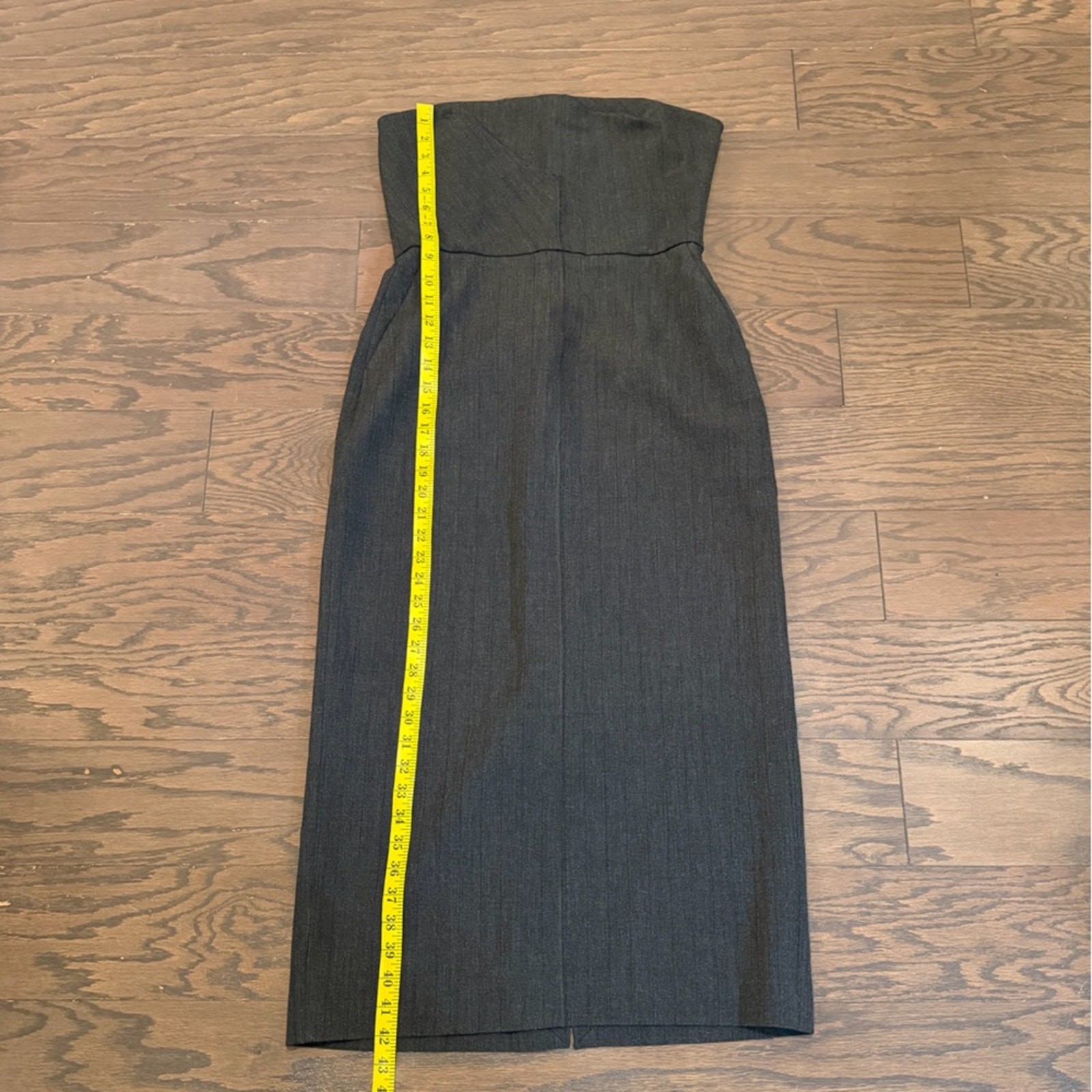 Zara ZW Collection Gray Strapless Midi Dress Draped Bodice Size Large NWOT thumbnail 9