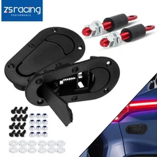 Black Racing Car Bonnet Plus Flush Mount Hood Latch Steel Pin Locking Kit