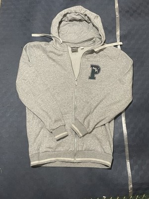 PUMA Men's Gray Full Zip Hooded Fleece Hoodie Logo Solid Size S Regular