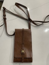 Hobo Phone, Card Wallet, Brown Leather Crossb...