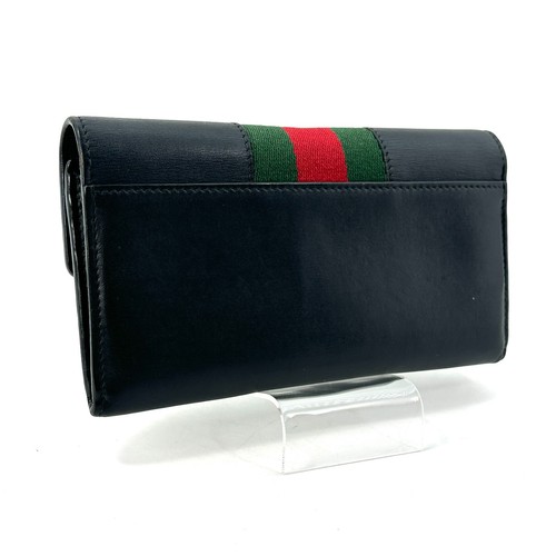 GUCCI Sylvie Sherry Line Geldbörse Schwarz Leder Gold Hardware 131848 Authentisch - Bild 3 von 24