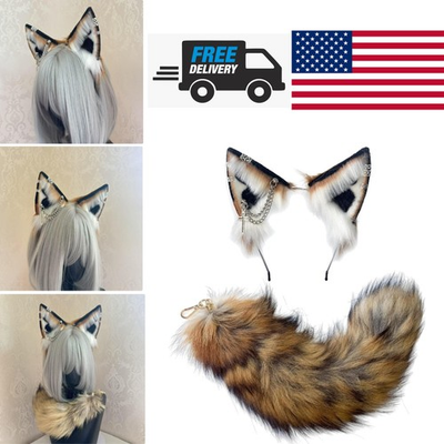 #ad Cat Fox Wolf Ears and Tail Set for Halloween Costume Accessories Adjustable Fit $56.04