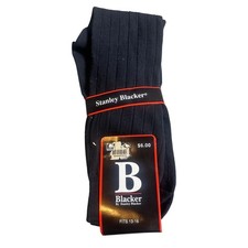 Stanley Blacker Dress Socks Mens 13-16 Navy Blue NEW Vintage 1992 Ribbed Cotton