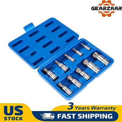 10 PC For XZN Triple Square Spline Bit Socket Set 12 Points with Carrying Case