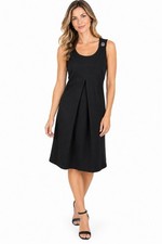 LAL Live A Little Sleeveless Black A-Line Pleated Dress W/Shoulder Buttons Small