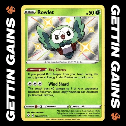 Rowlet - SV001/SV122 - Baby Shiny - Shining Fates - Pokemon Card - NM/M