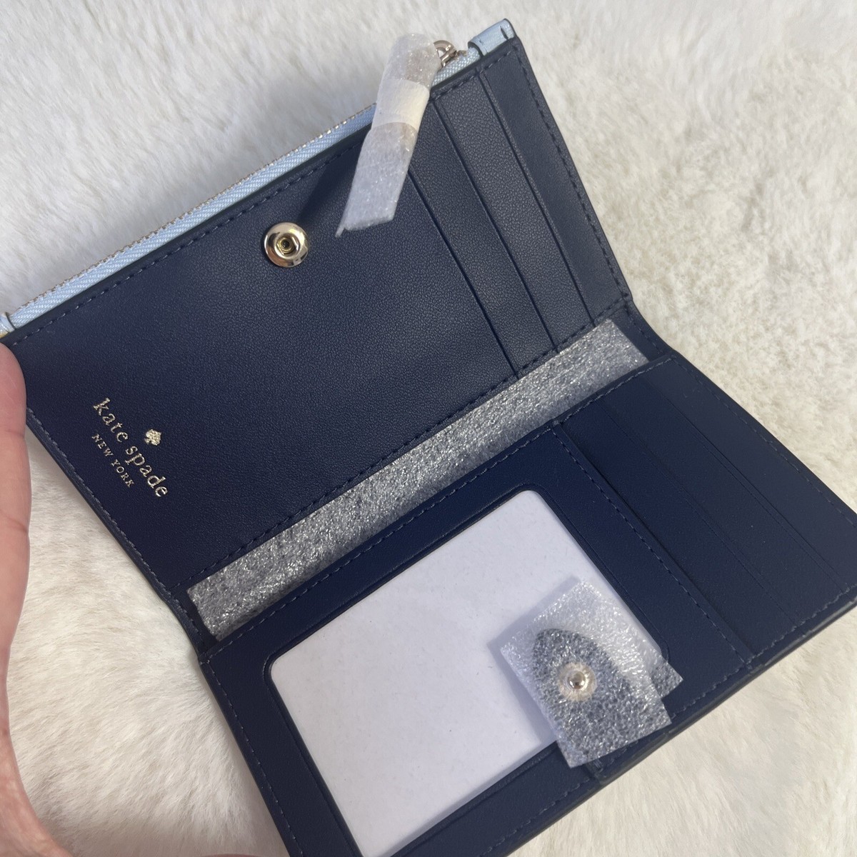 Kate Spade Bifold Wallet グリッター 二つ折り財布 青 Kate Spade Bifold Wallet グリッター 二つ折り財布 青 - メルカリ