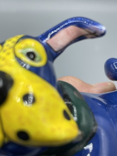 Swak Lynda Corneille Stretching Blue Dog Figurine Statue, Ceramic Glazed Signed - Afbeelding 20 van 24