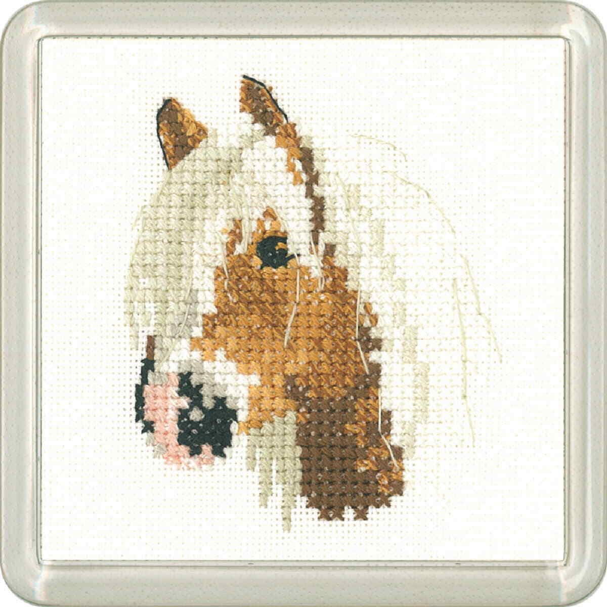 Heritage counted cross stitch kit Aida ""Palomino Pony (A)"", CFPP1219-A, Coaster
