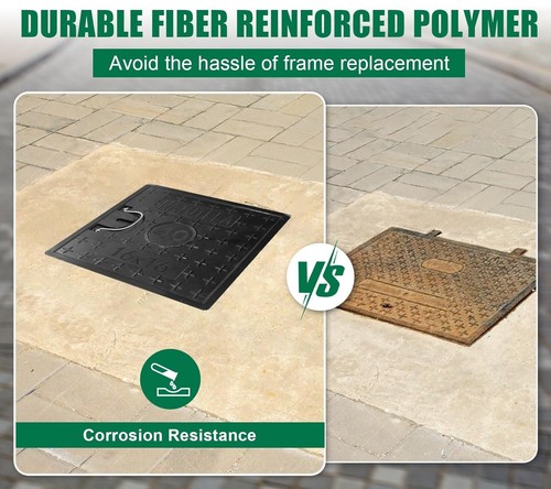 Manhole Cover-400x400mm Fiberglass Square Septic Tank Lid Access Inspection Cov - Picture 3 of 7