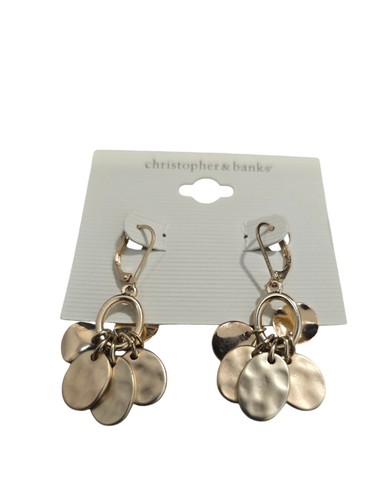 Christopher & Banks Women's Gold Plated Leverback Dangle Earrings NWT - Picture 2 of 3