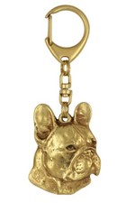French Bulldog I - Gold-Plated Keychain With Dog, Handbag