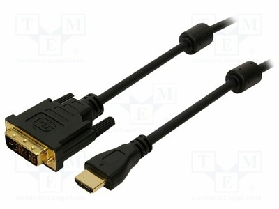 Cable 2m DVI-D (18+1) male, HDMI male black CH0004 HDMI, DVI, display