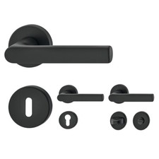 Hoppe Türdrücker Hamburg Rosette Alu schwarz matt Türgriff Türbeschlag BB PZ WC