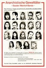 Blechschild 20x30cm gew&ouml;lbt Fahndung Baader Meinhof RAF gesucht Deko Schild