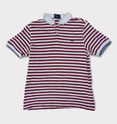 Fred Perry Retro Stripe Polo Shirt Men's Slim Fit Top Size Large Cotton Striped  - Picture 1 of 10