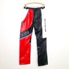 Fashion Nova faux, leather color block let’s race Moto pants