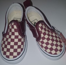 Vans VN0A3488KZO Slip-On V Checkerboard Grape Wine/True White Size 6