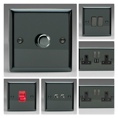 Varilight Classic Iridium Black XIDB Lichtschalter Steckdose Dimmer Kipp Herd TV
