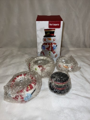 New Pier 1 Imports Hand Painted Snowman Measuring Cups 1 1/2 1/3 1/4 Cup Stacked - Picture 5 of 9